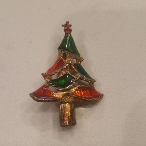 Vintage Festive Christmas Tree Brooch
